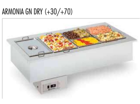 Vetrina calda Drop-in da incasso Armonia 4 GN Dry